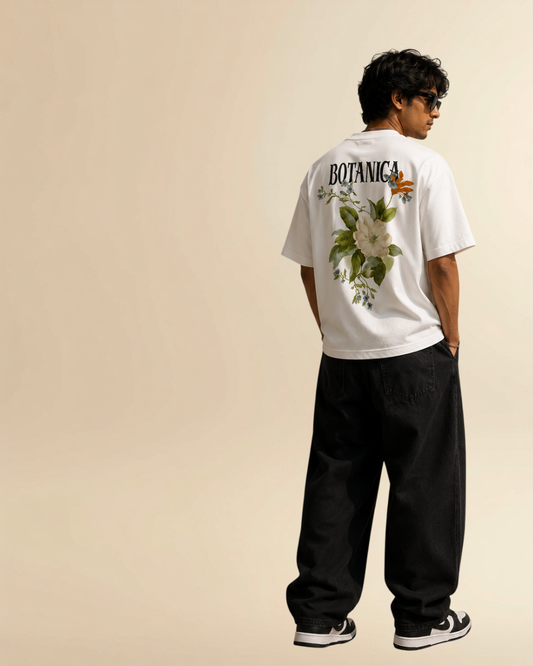BOTANICA Oversized Graphic T-Shirt – Premium Floral Back Print Streetwear