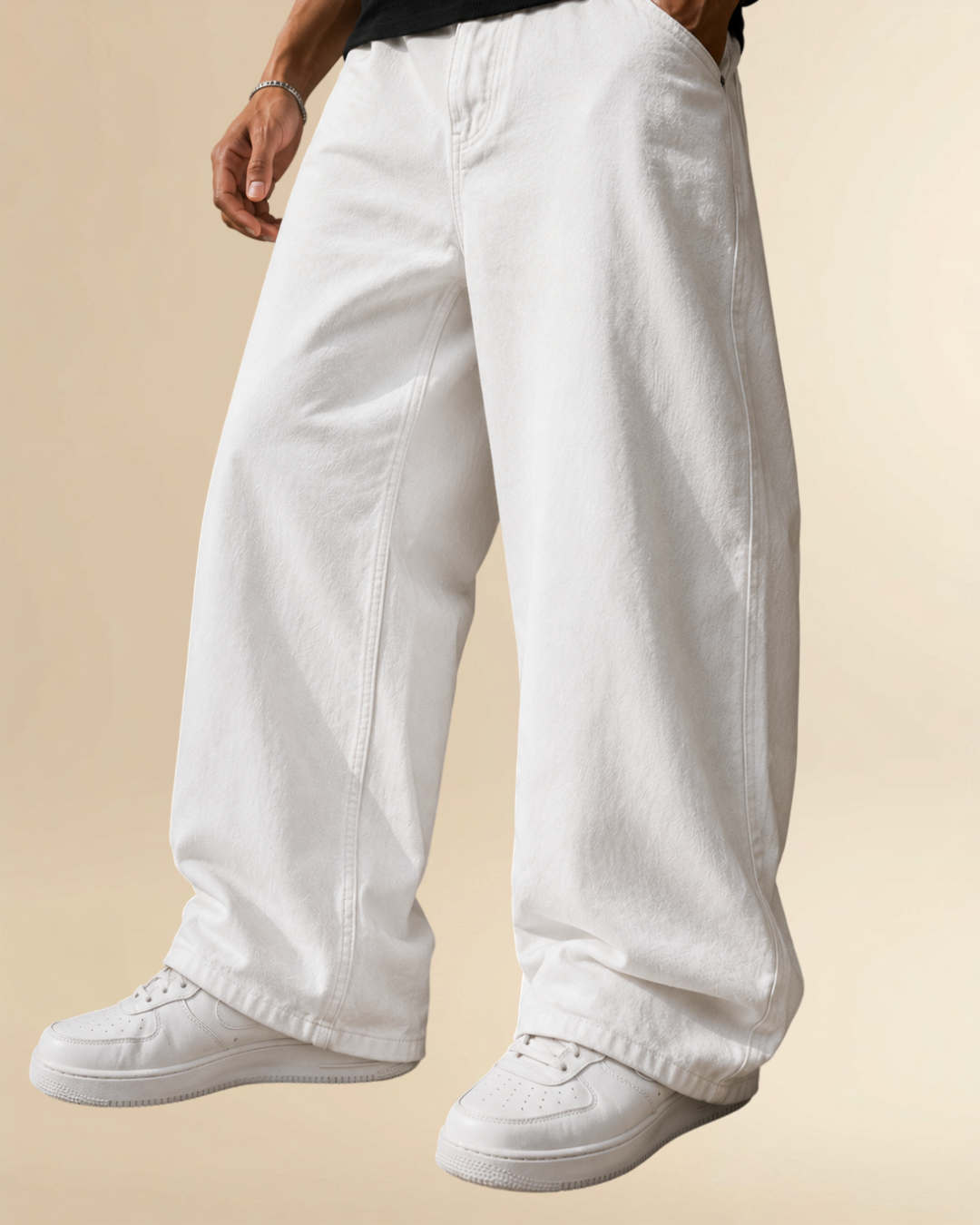 Men's White Baggy Jeans – Relaxed Fit Wide Leg Denim