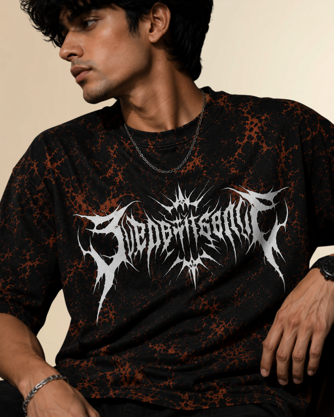 DEADTHOUGHT Oversized Acid Wash Graphic T-Shirt – Premium Streetwear Tee