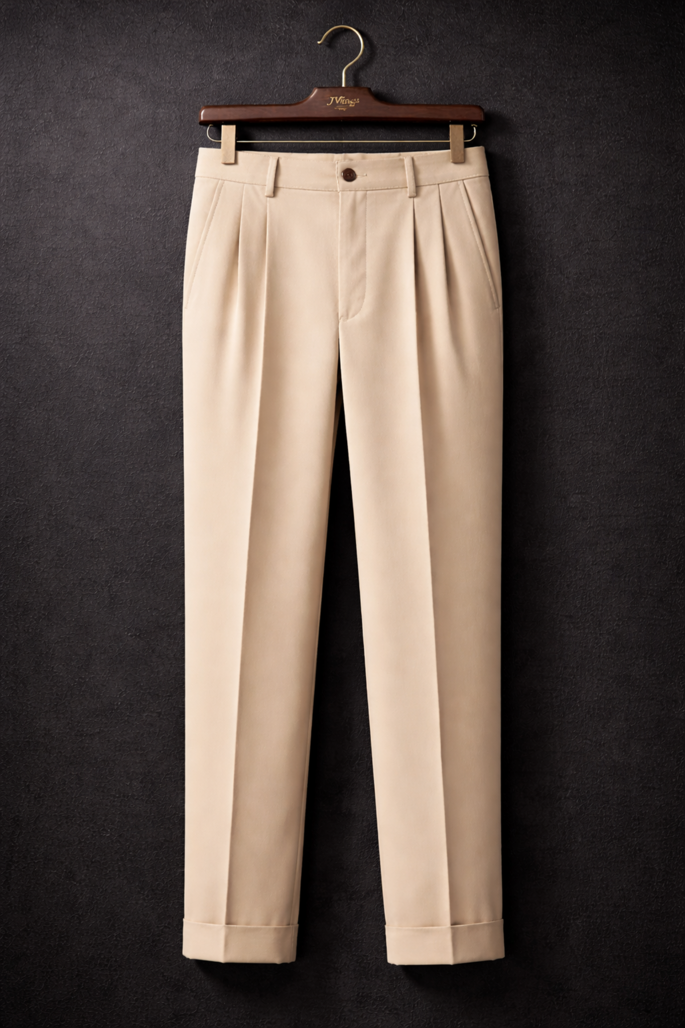 JVings Luxe Beige Tailored Trousers – Premium Relaxed Fit | Minimal Elegance