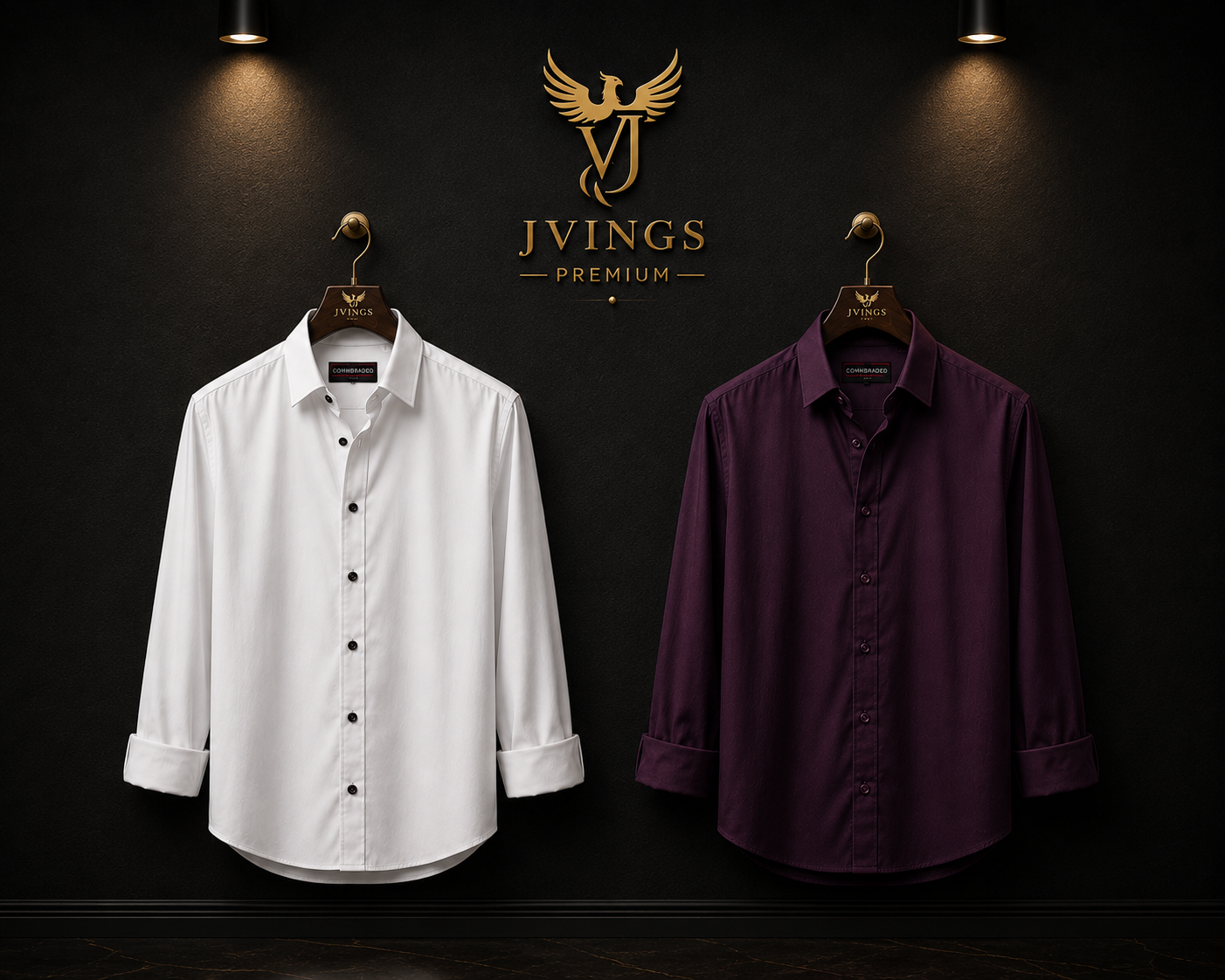 JVINGS Premium Duo Shirt Combo – White & Royal Plum Edition