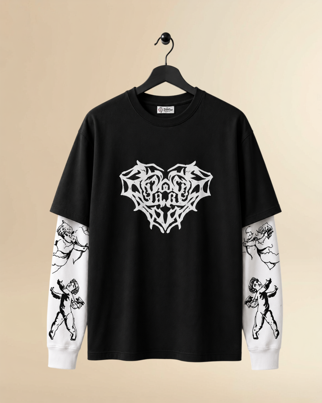 JVINGS Gothic Layered Oversized T-Shirt – Black