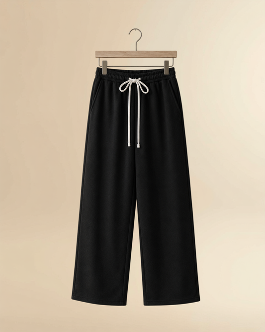 Essential Black Wide Leg Sweatpants | Premium Relaxed Fit Lounge Pants