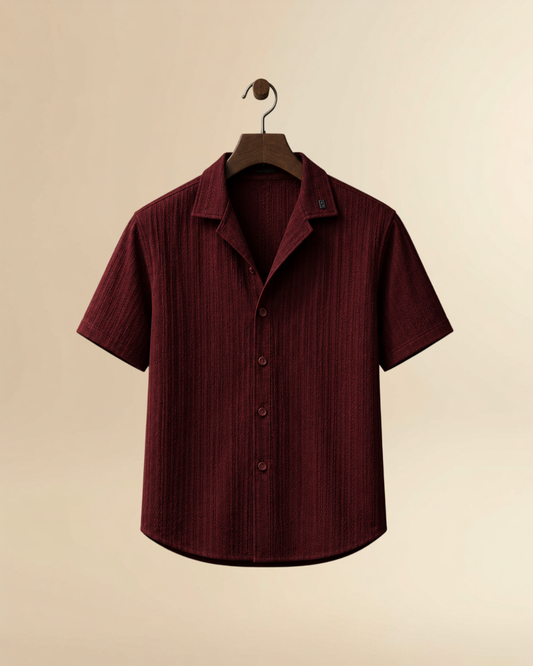 JVINGS Royale Textured Shirt – Maroon Prestige Edition