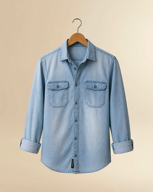 JVINGS Signature Sky Blue Denim Shirt