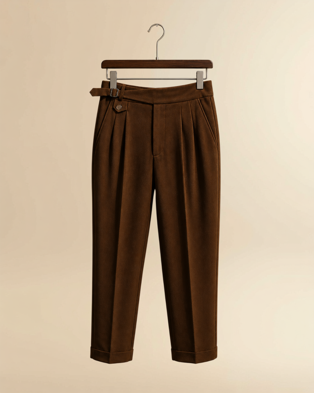 JVings Signature High-Waist Gurkha Trousers – Espresso Brown