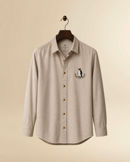 JVINGS Penguin Crest Premium Linen Shirt – Beige Edition