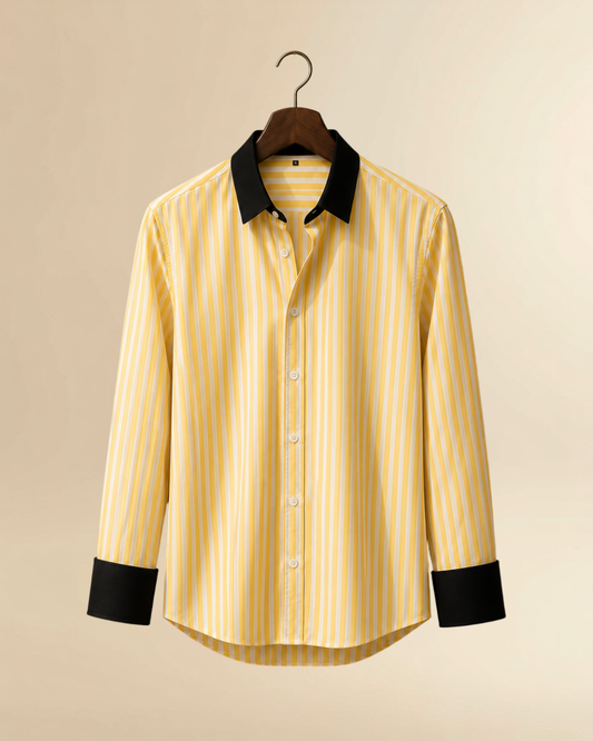JVINGS Elite Contrast Collar Shirt – Yellow
