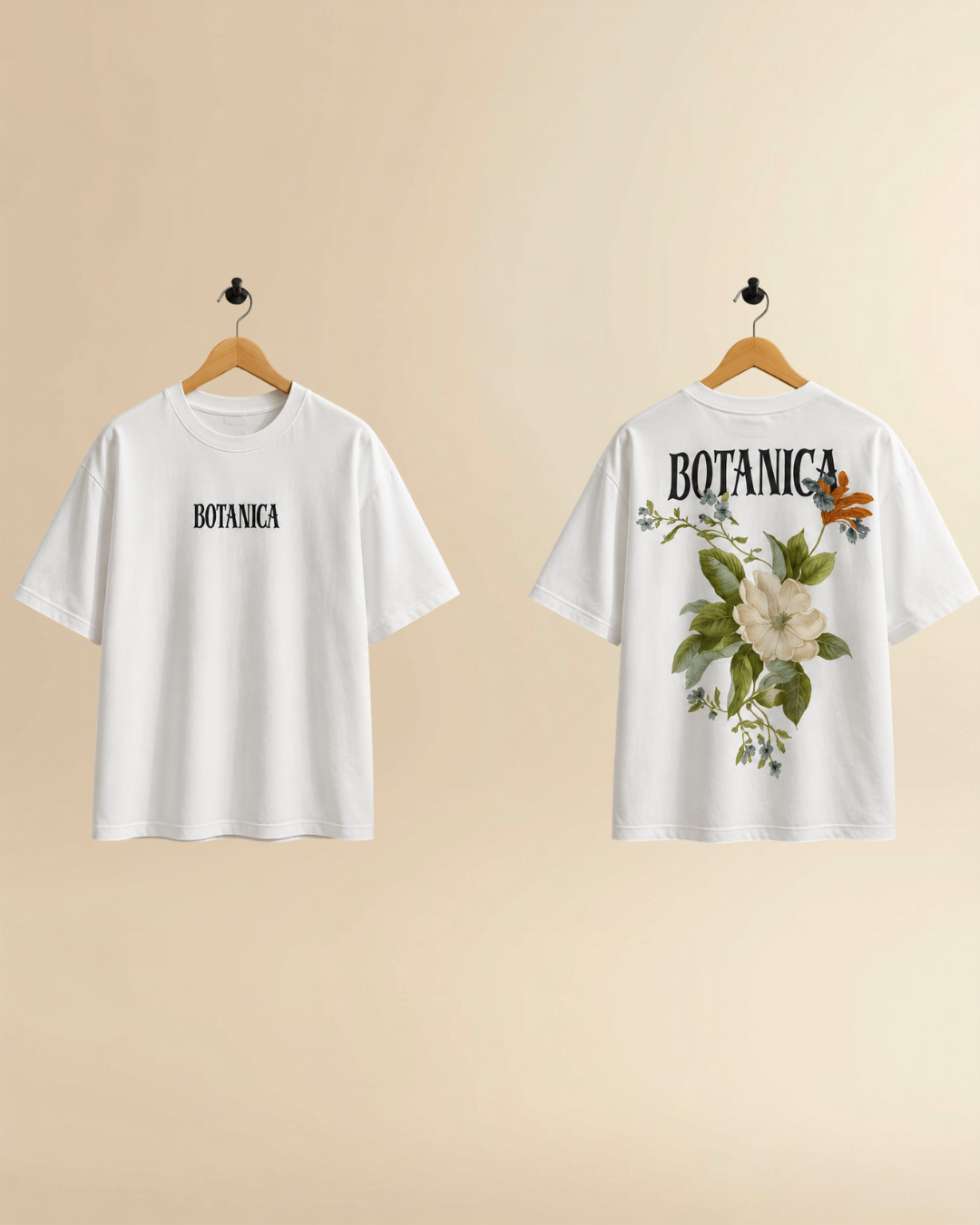 BOTANICA Oversized Graphic T-Shirt – Premium Floral Back Print Streetwear