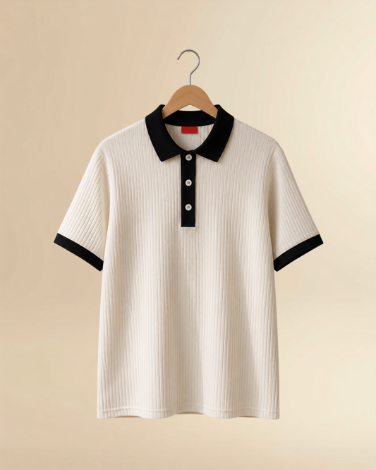 Essential Contrast Collar Ribbed Polo T-Shirt