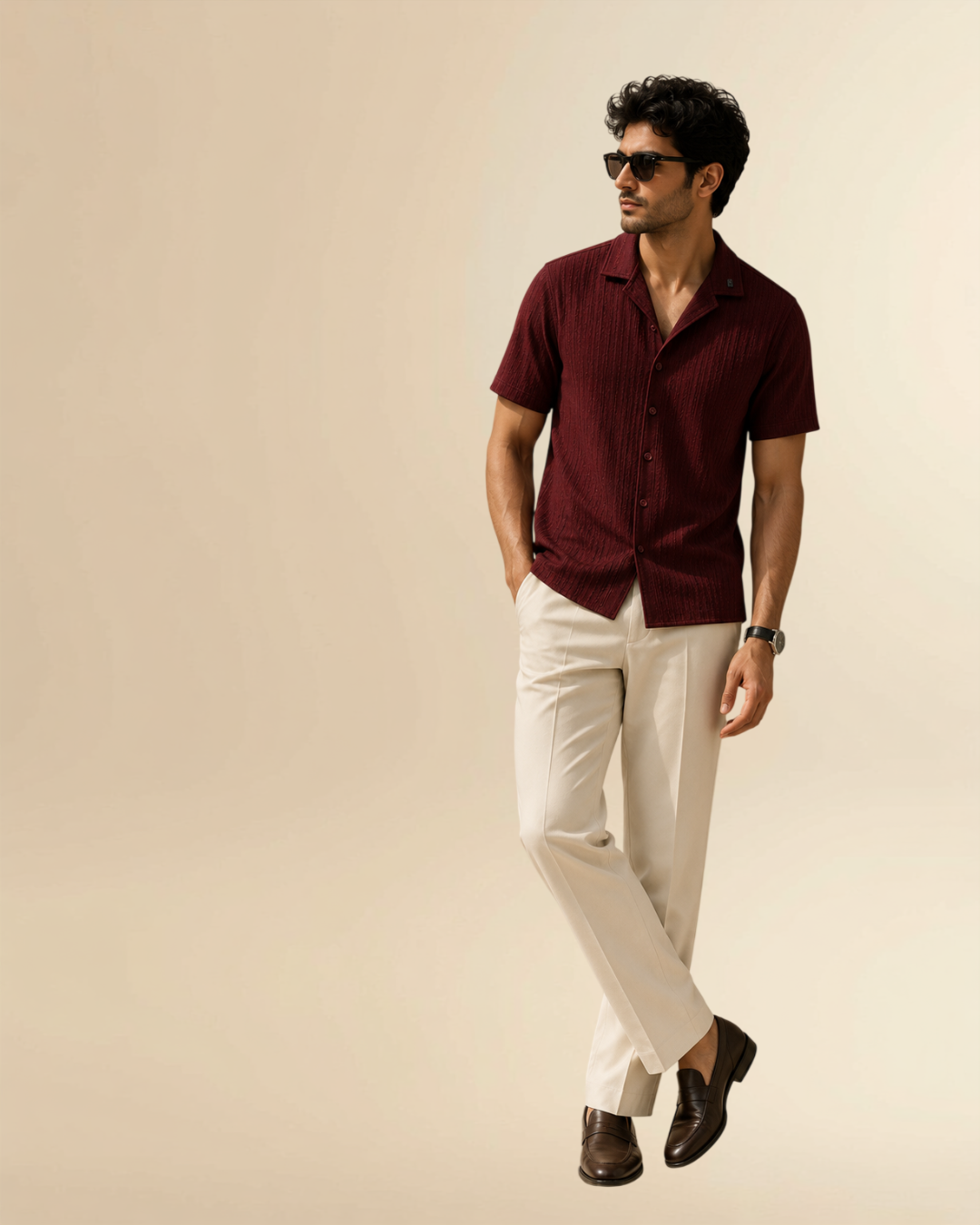JVINGS Royale Textured Shirt – Maroon Prestige Edition