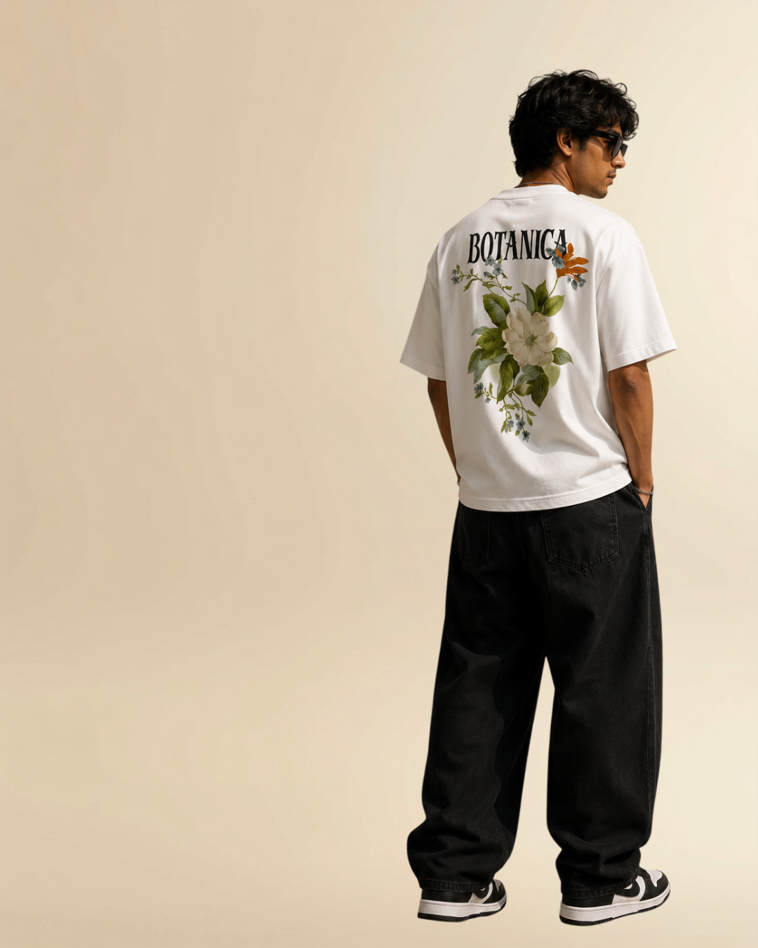 BOTANICA Oversized Graphic T-Shirt – Premium Floral Back Print Streetwear