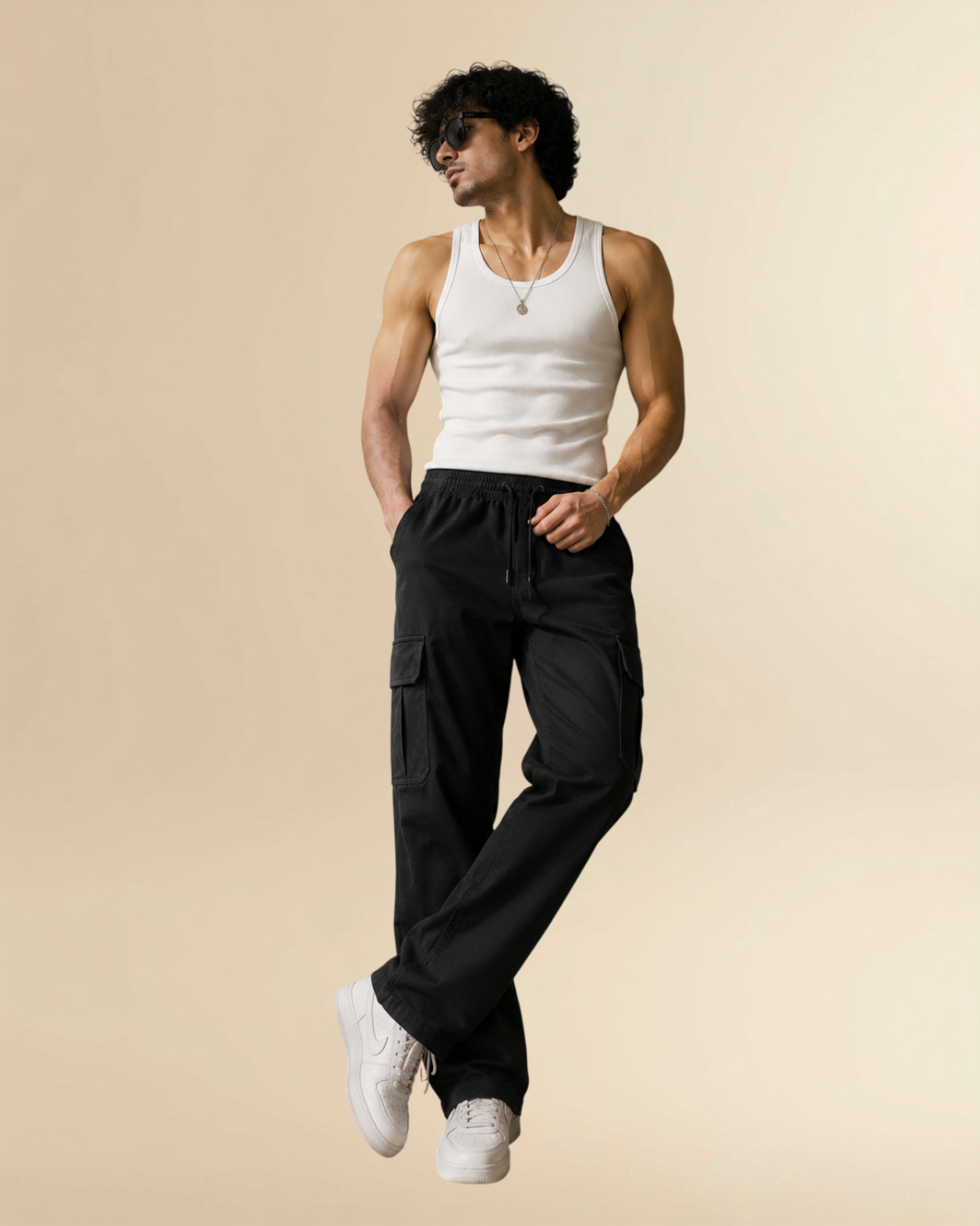 JVings Urban Elite Black Cargo Joggers