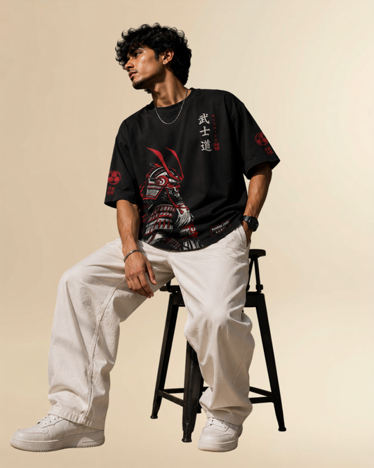 BUSHIDO Oversized Graphic T-Shirt – Premium Samurai Print Streetwear Tee