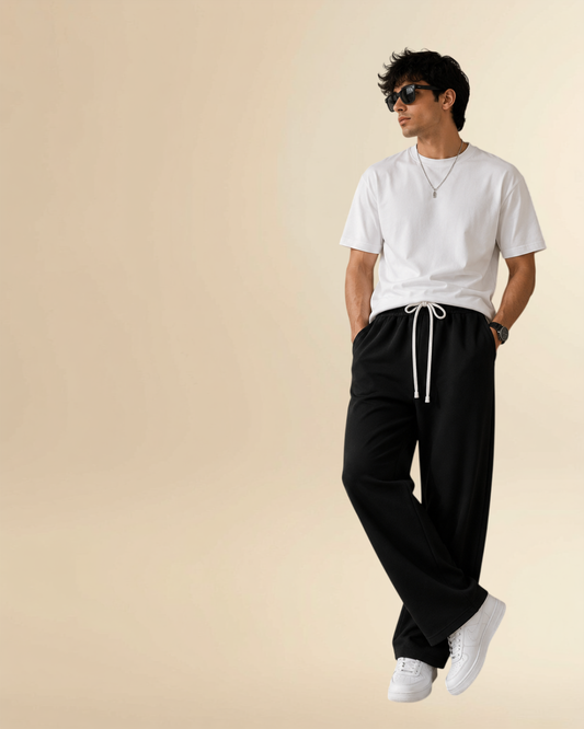 Essential Black Wide Leg Sweatpants | Premium Relaxed Fit Lounge Pants