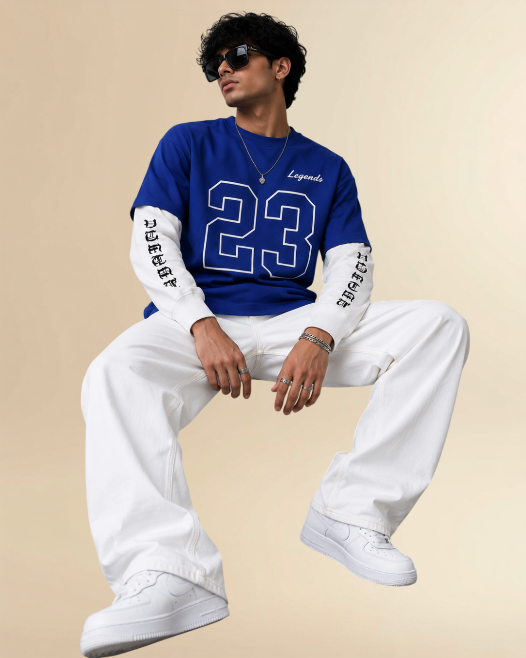 LEGENDS 23 Layered Oversized T-Shirt – Royal Blue