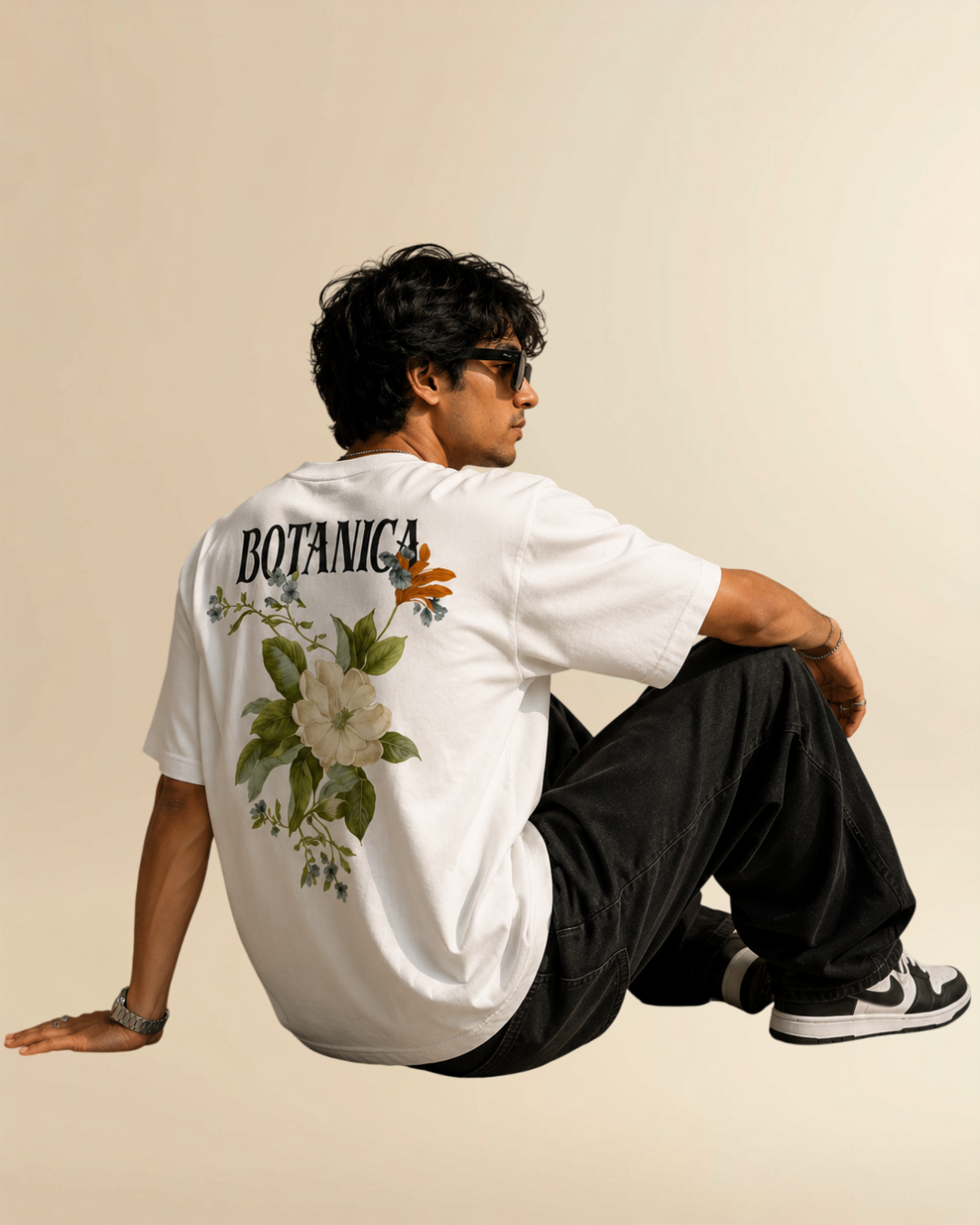 BOTANICA Oversized Graphic T-Shirt – Premium Floral Back Print Streetwear