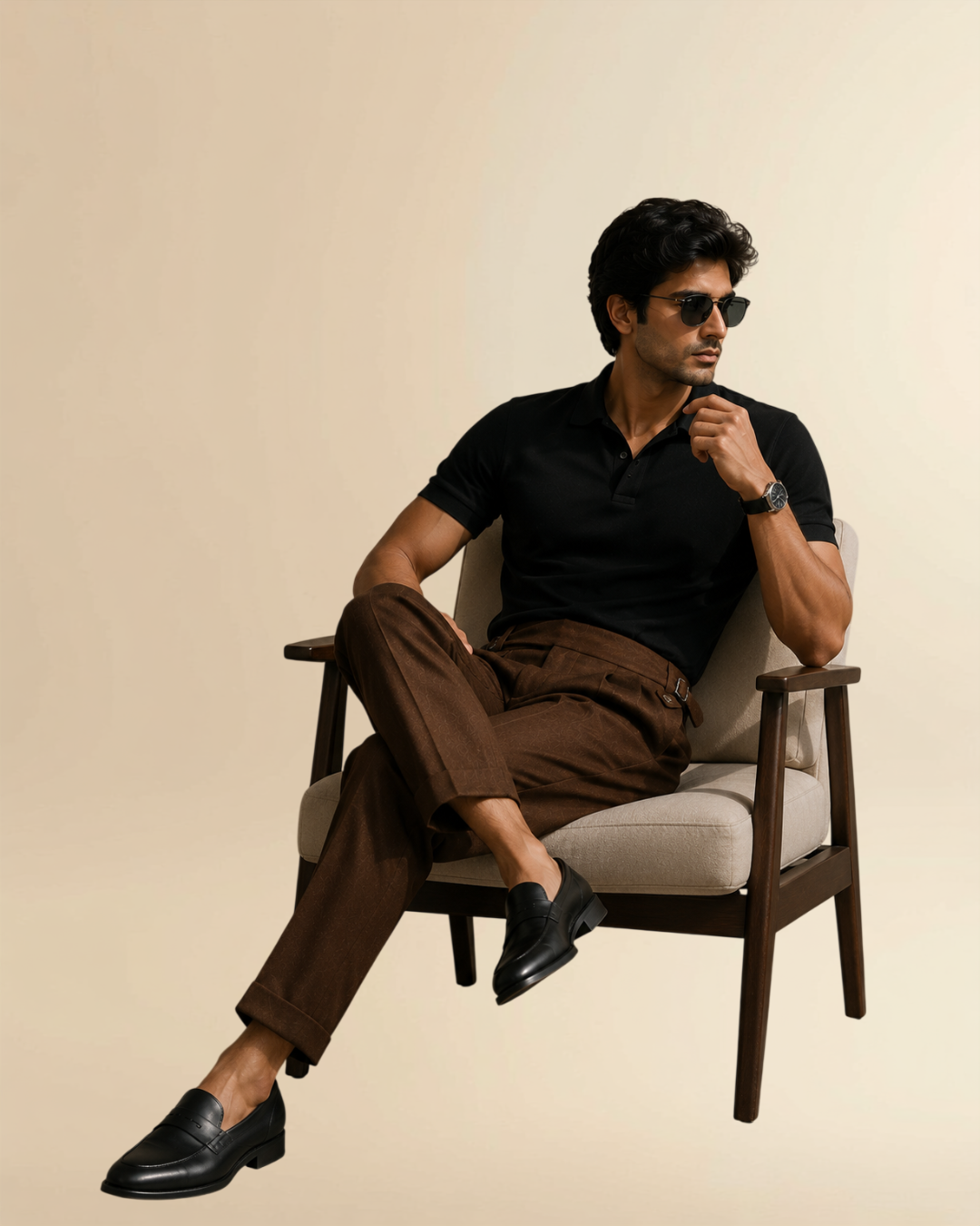 JVings Signature High-Waist Gurkha Trousers – Espresso Brown