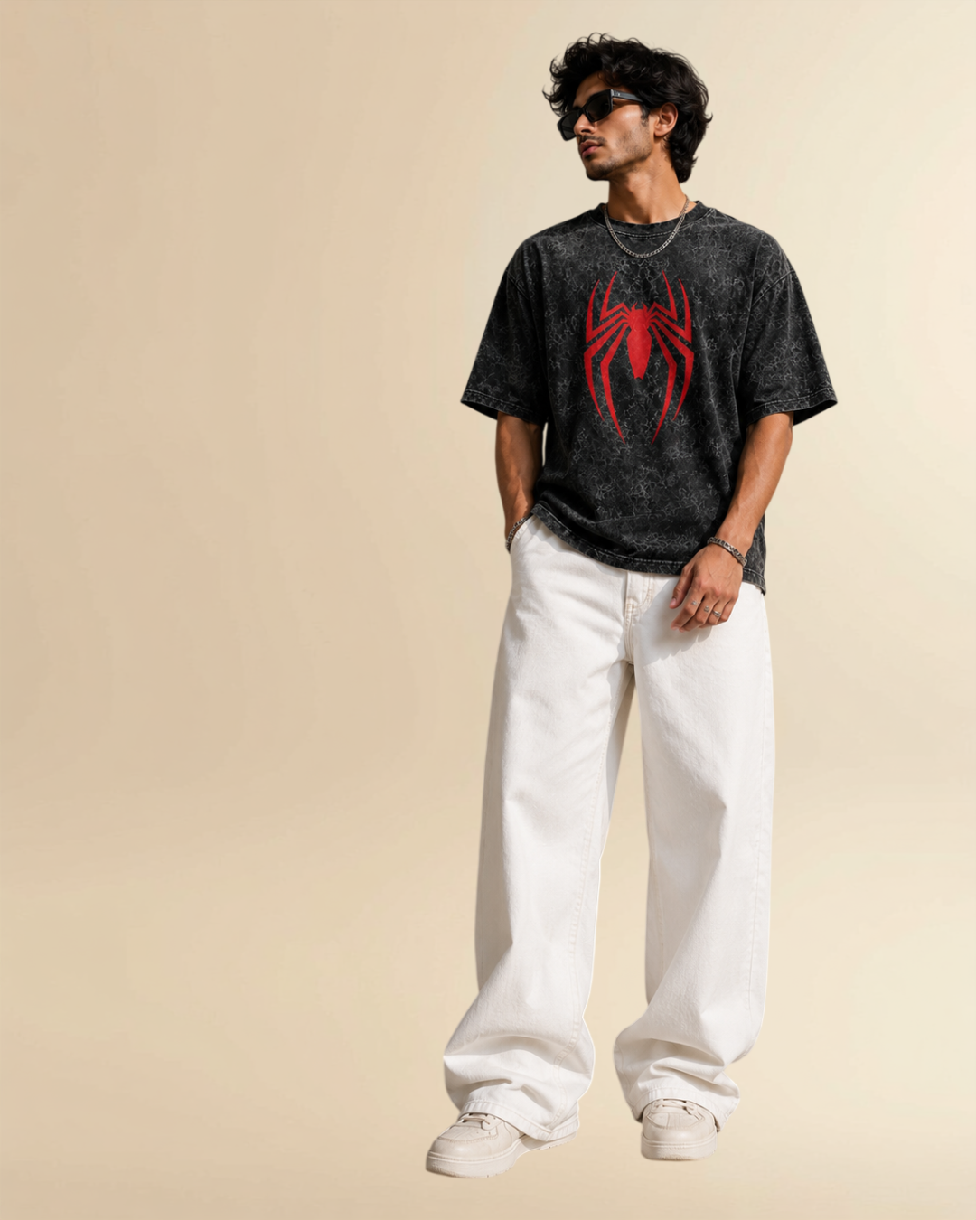 Spider Oversized Acid Wash T-Shirt – Premium Streetwear Graphic Tee