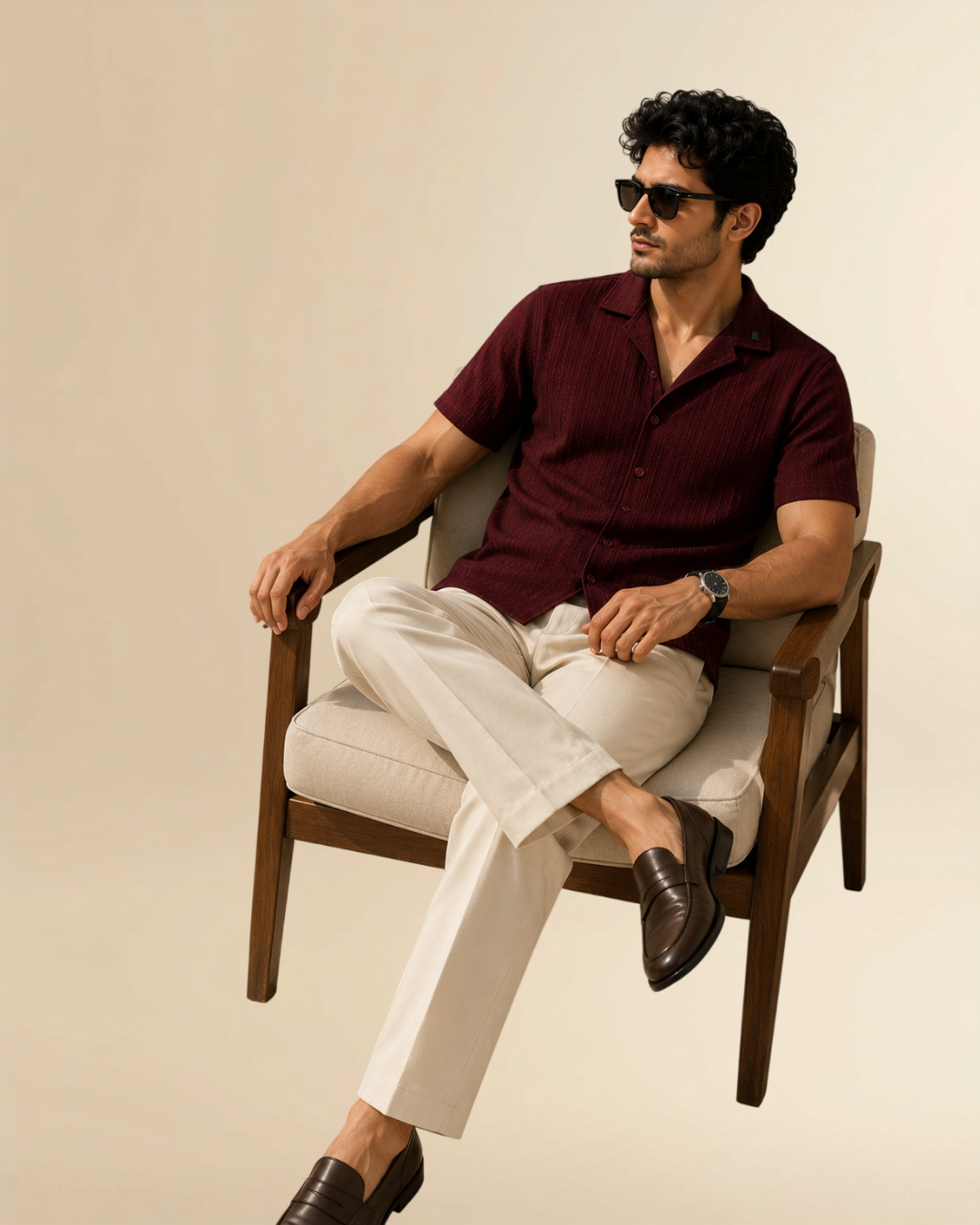 JVINGS Royale Textured Shirt – Maroon Prestige Edition