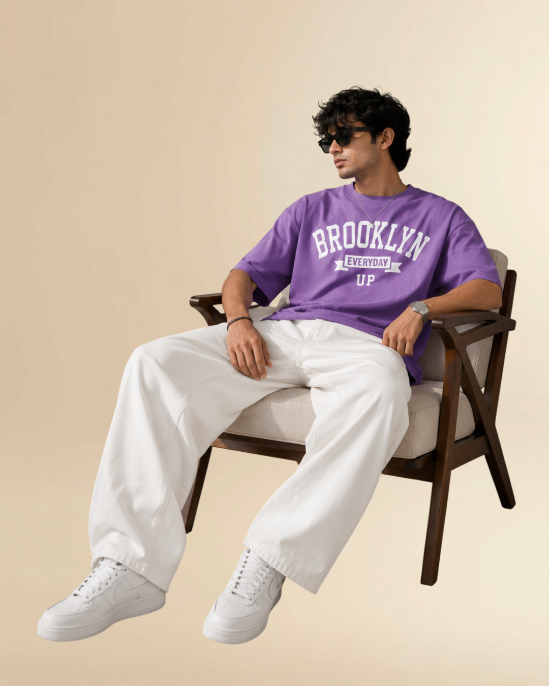 Brooklyn Oversized Graphic T-Shirt | Premium Relaxed Fit Cotton Tee - Lavender