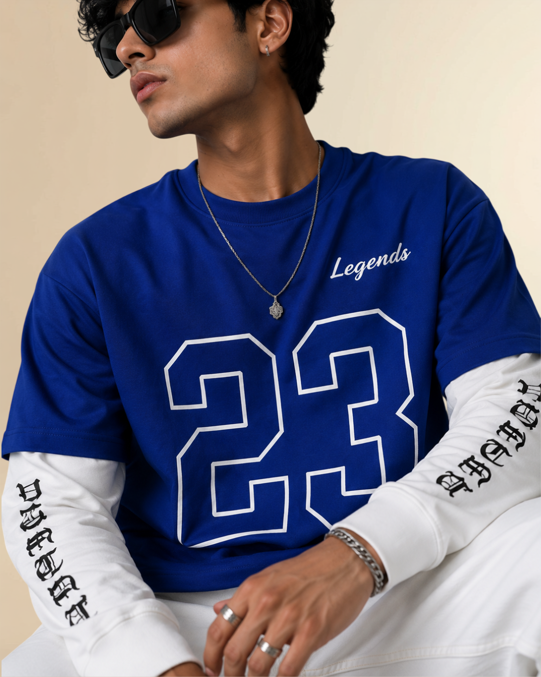 LEGENDS 23 Layered Oversized T-Shirt – Royal Blue