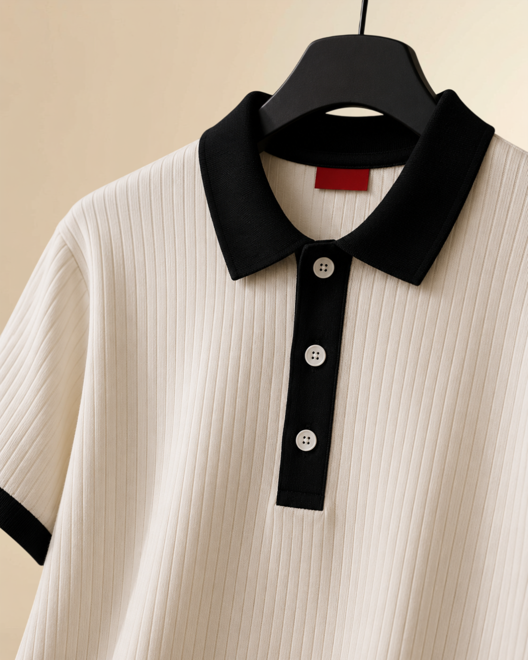 Essential Contrast Collar Ribbed Polo T-Shirt