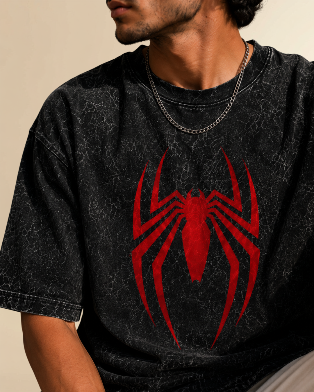 Spider Oversized Acid Wash T-Shirt – Premium Streetwear Graphic Tee
