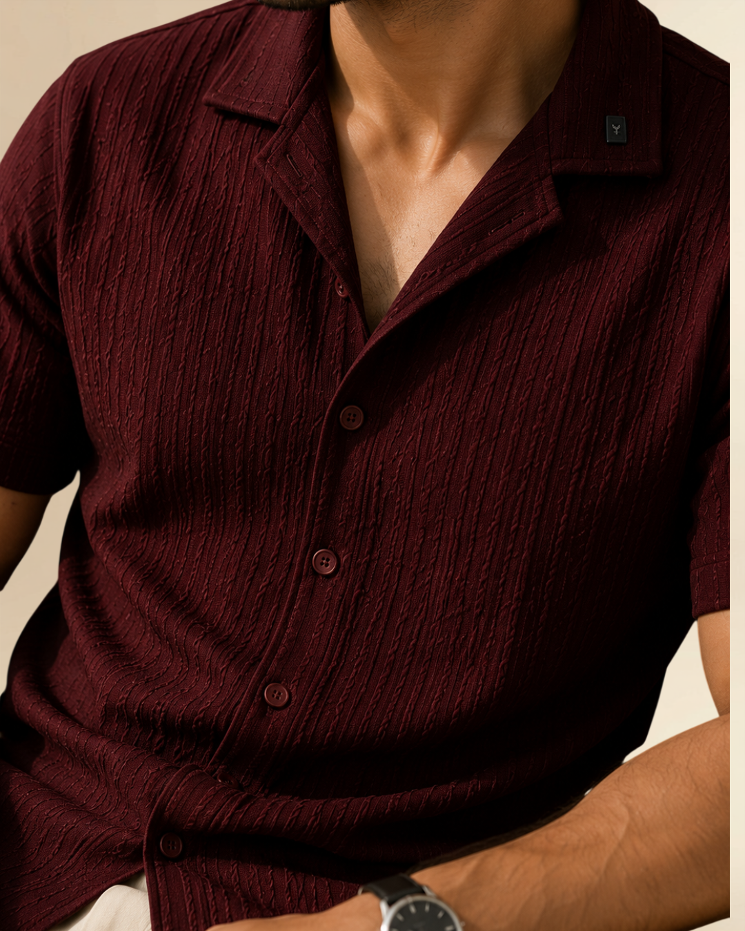 JVINGS Royale Textured Shirt – Maroon Prestige Edition