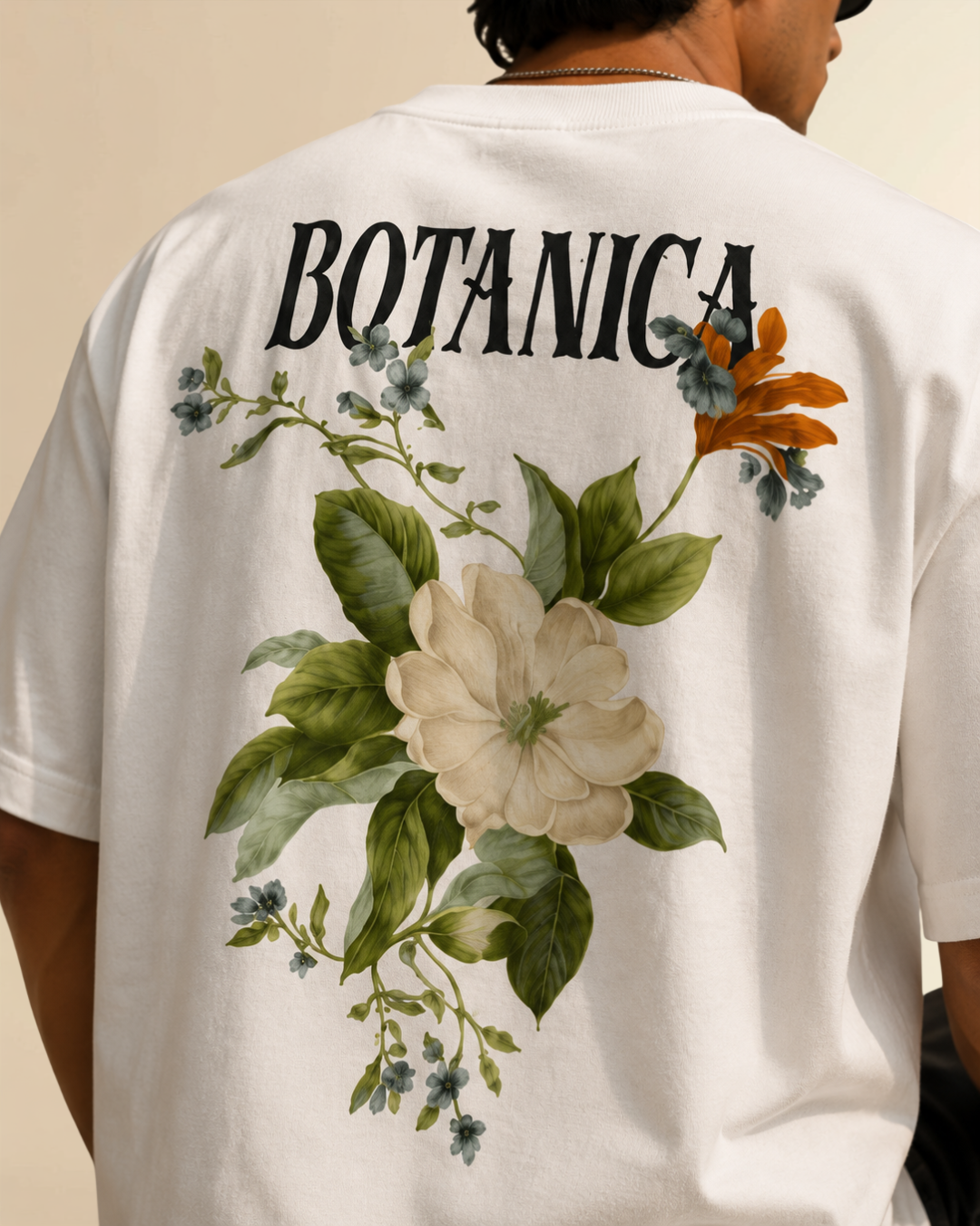 BOTANICA Oversized Graphic T-Shirt – Premium Floral Back Print Streetwear