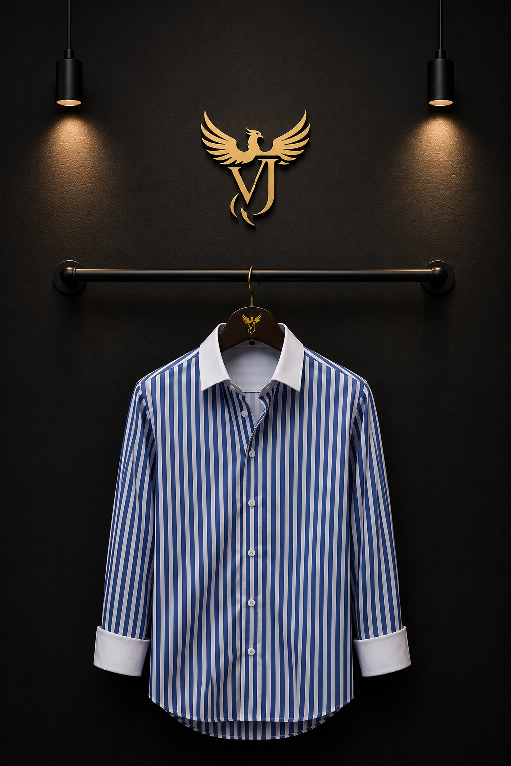 JVINGS Azure Stripe Premium Cotton Shirt – Blue & White Vertical Stripes