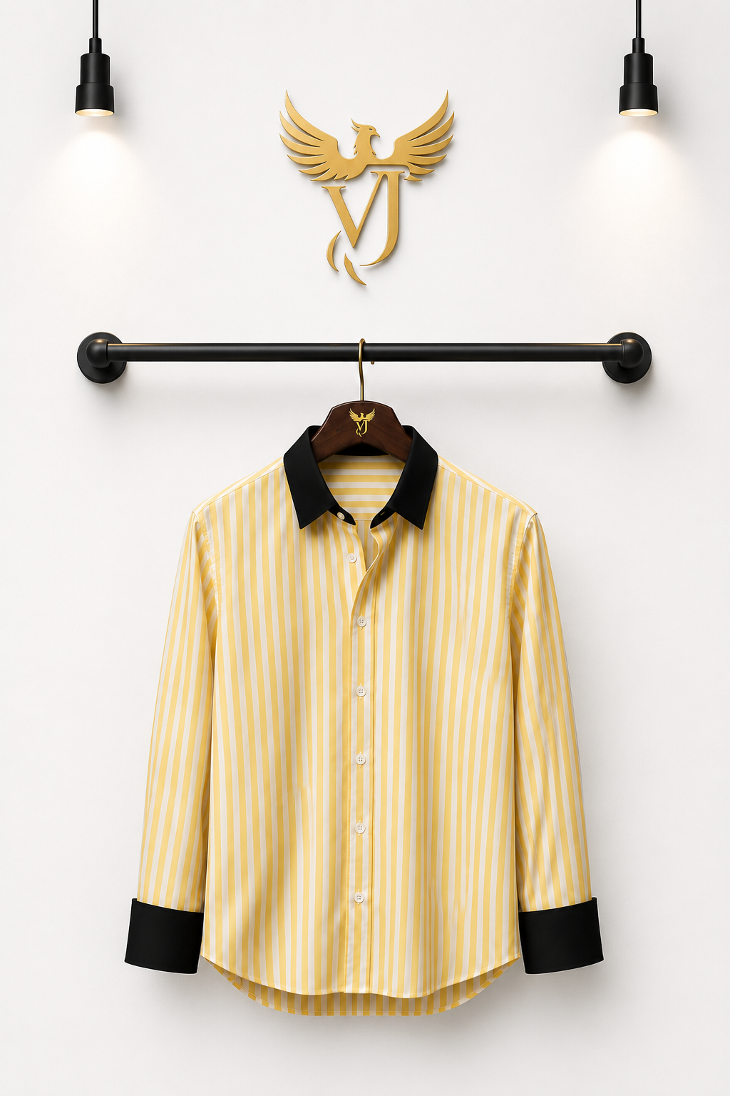 JVINGS Elite Contrast Collar Shirt – Yellow