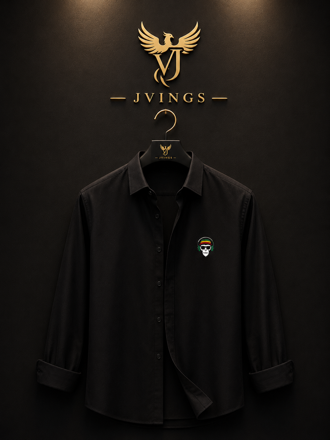 JVINGS Noir Luxe Signature Shirt – Midnight Black Edition