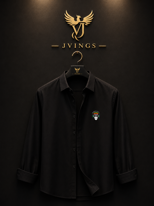 JVINGS Noir Luxe Signature Shirt – Midnight Black Edition