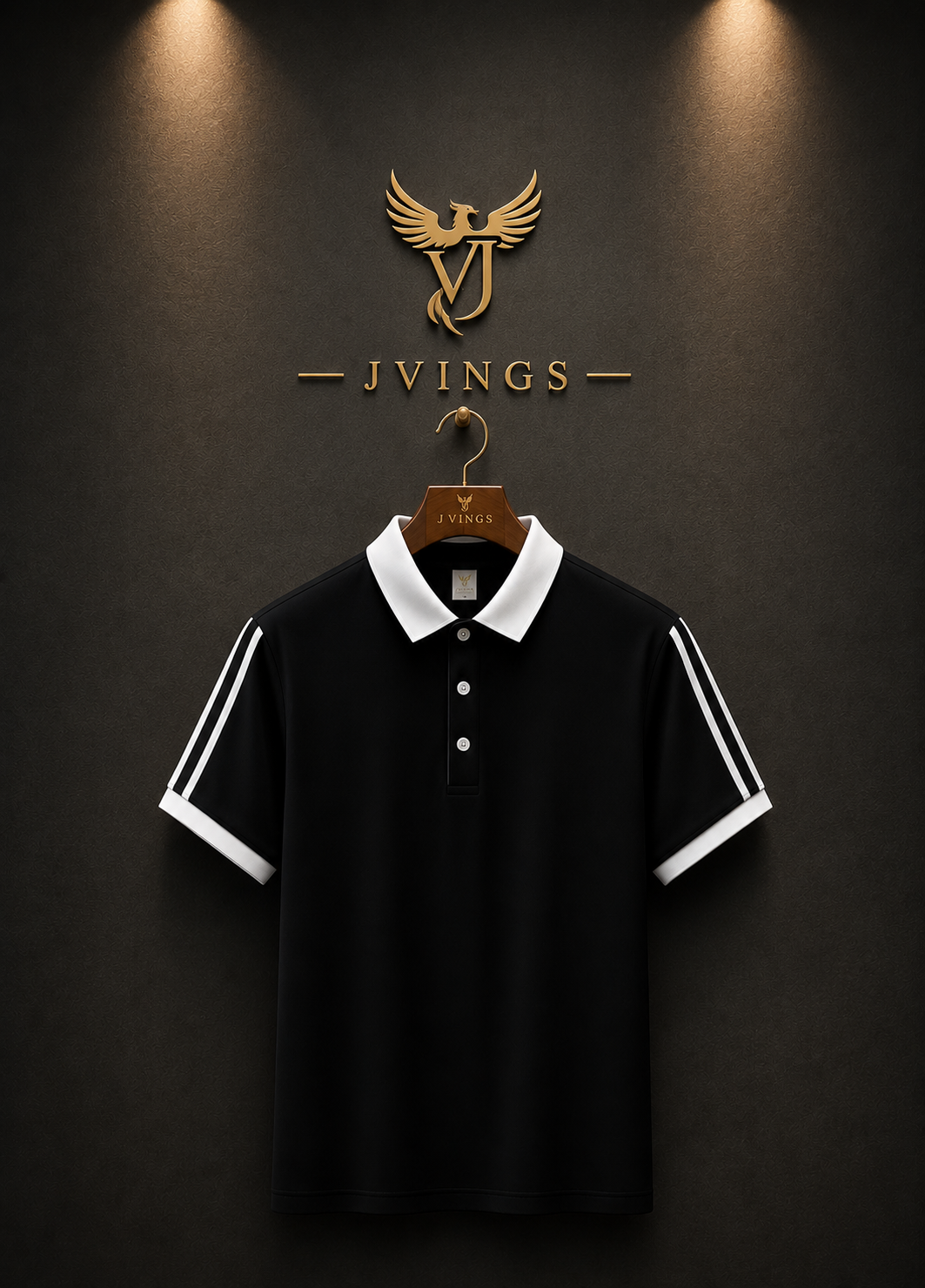 JVings Signature Contrast Polo – Black & White Premium Edition