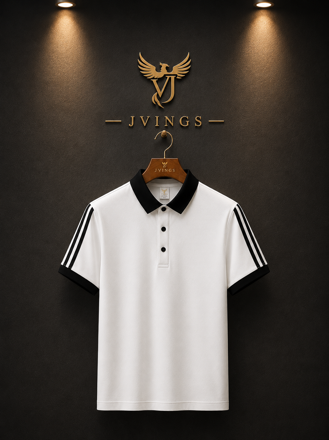 JVings Signature Contrast Polo – Black & White Premium Edition