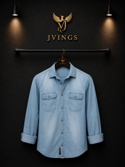 JVINGS Signature Sky Blue Denim Shirt