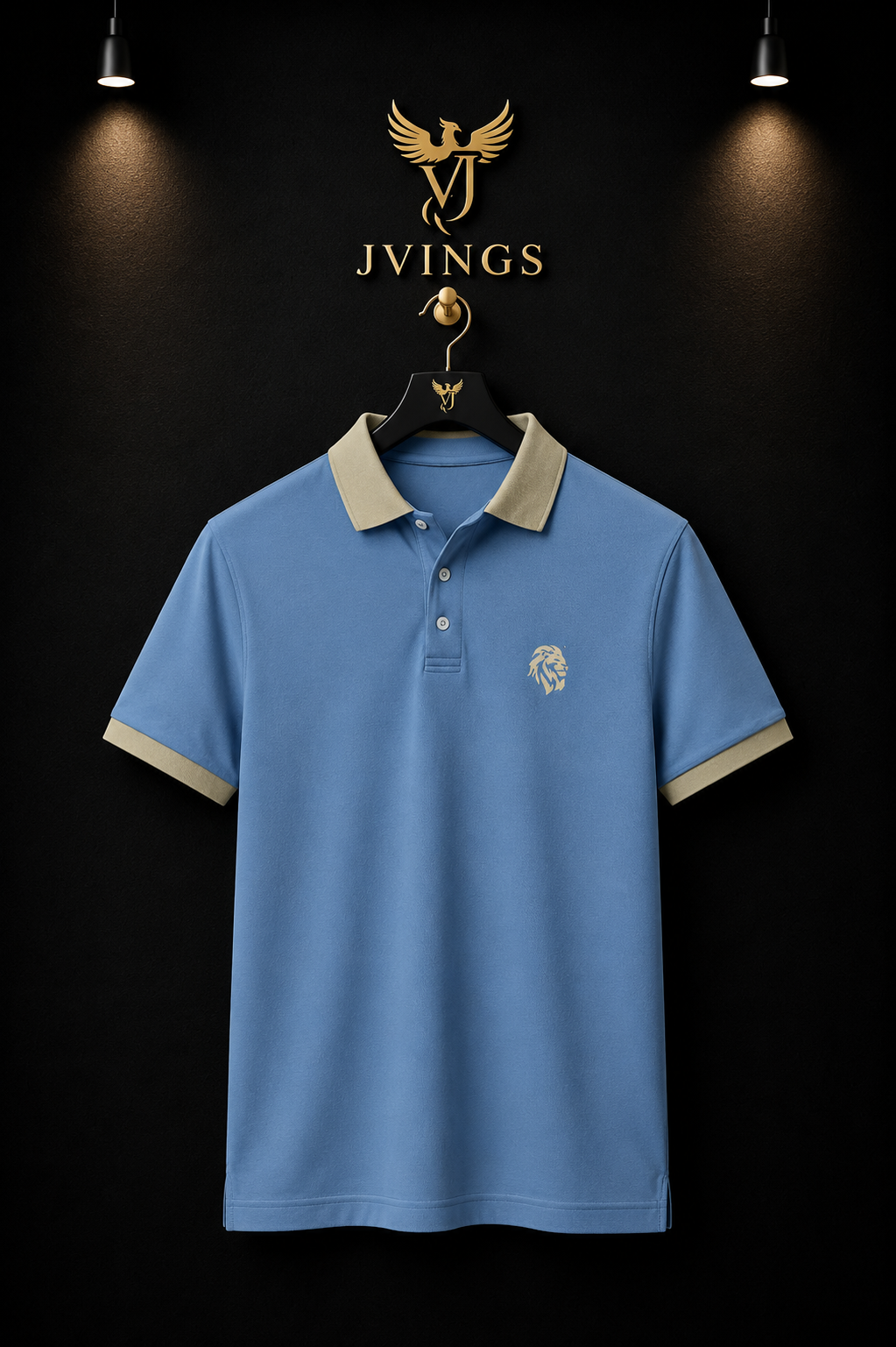 JVINGS Sky Blue Premium Polo T-Shirt for Men