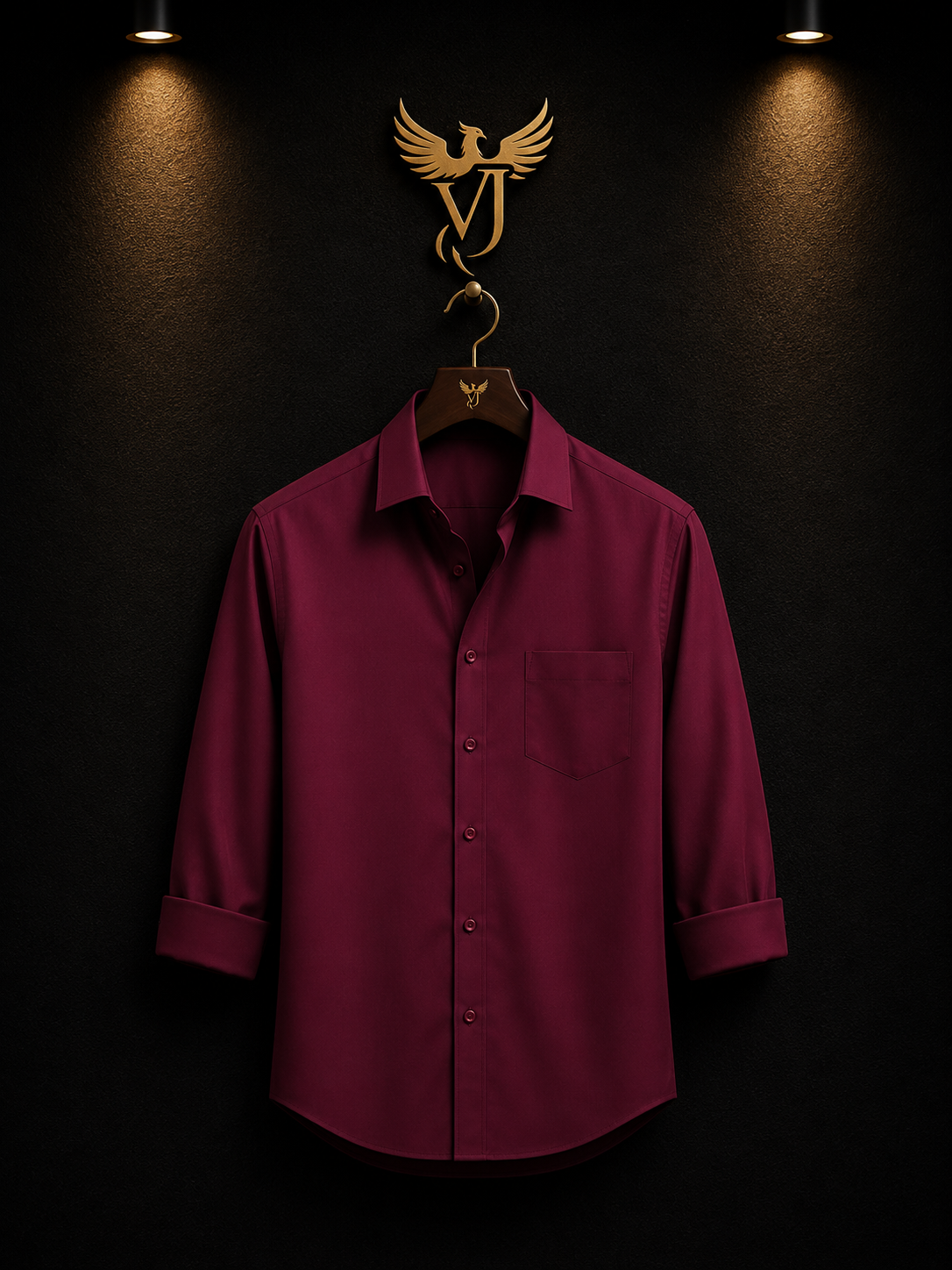JVings Luxe Wine Formal Shirt – Premium Satin Finish | Slim Fit Elegance