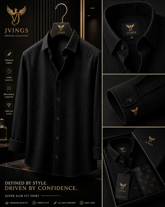 J Vings Premium Slim Fit Textured Shirt for Men | Luxury Fabric | All-Day Comfort