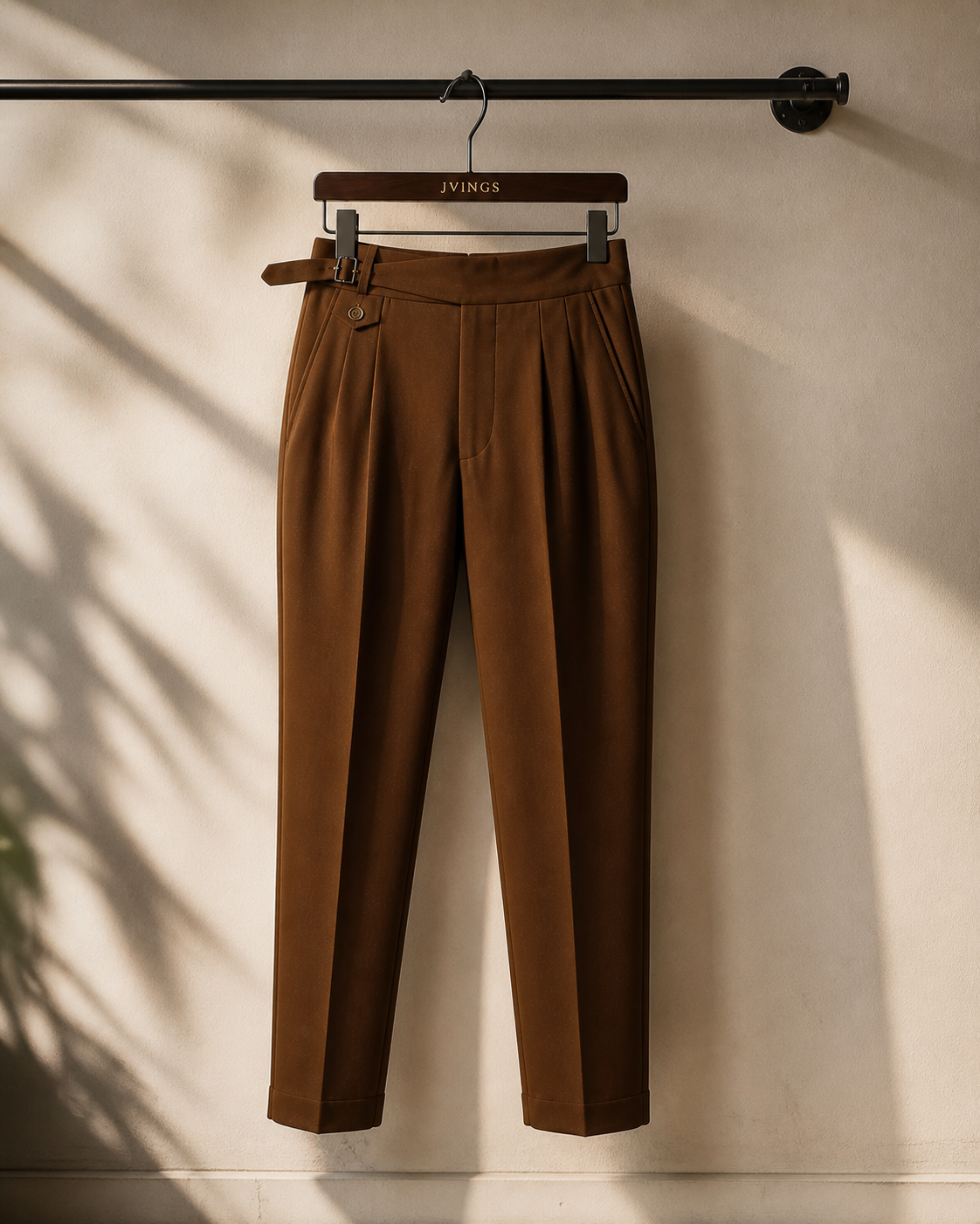 JVings Signature High-Waist Gurkha Trousers – Espresso Brown