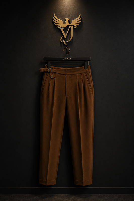 JVings Signature High-Waist Gurkha Trousers – Espresso Brown