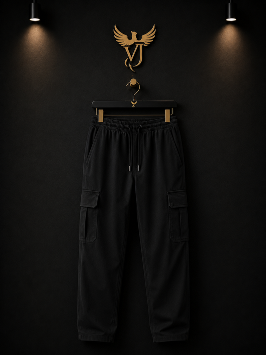 J Vings Urban Elite Black Cargo Joggers